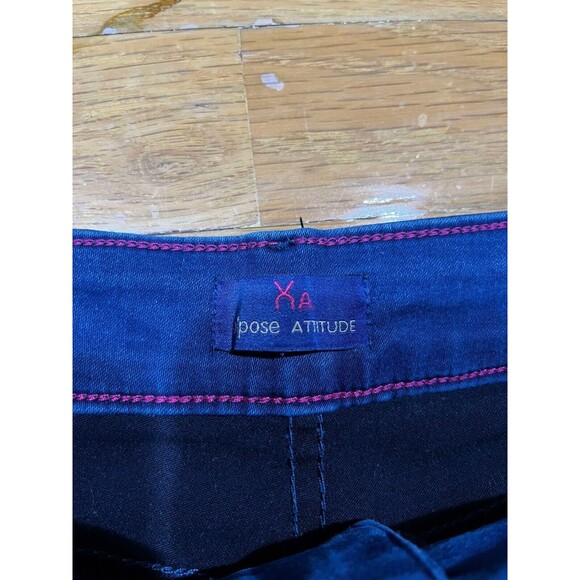 X'pose Attitude Jeans Women's 25x26 Blue High Rise Frayed Ankles Denim - Picture 3 of 8